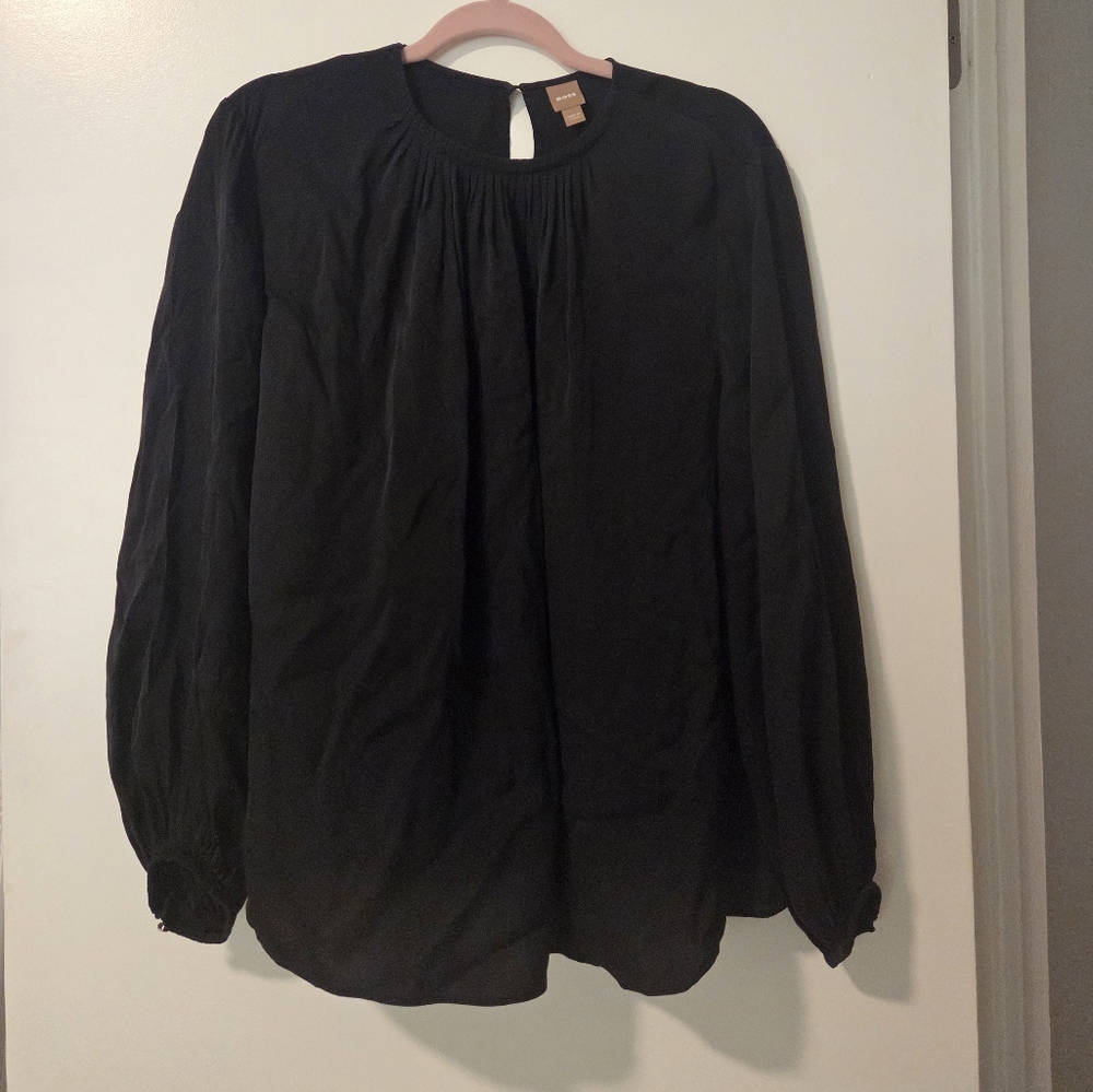 Like New! Boss Hugo Boss Elegant Silk Black Blouse, Size 10